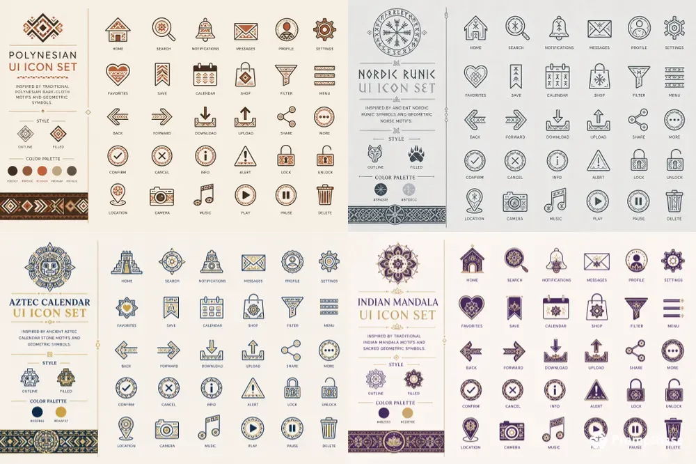 Ethnic Symbol UI Icon Systems