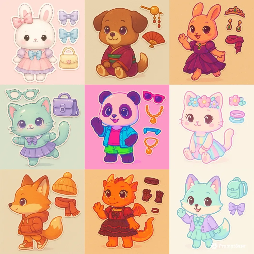 Kawaii Dress Up Animal Paper Dolls
