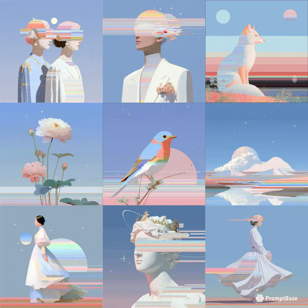 Dreamy Glitch Pastel Portraits