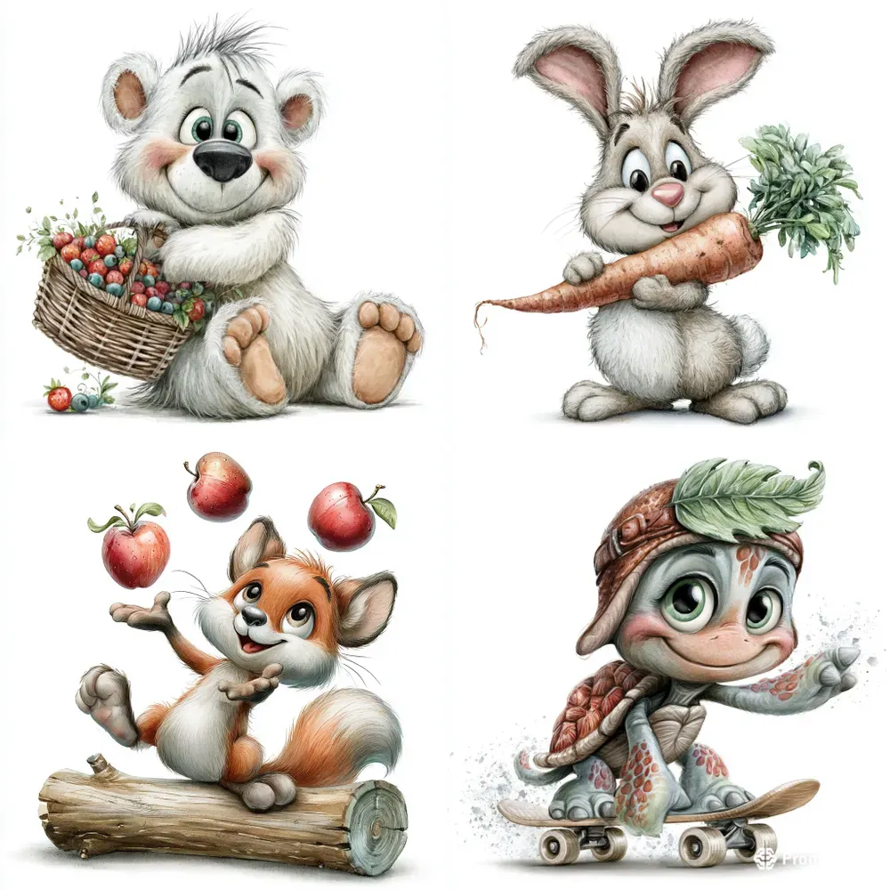 Whimsical Funny Animal Clipart