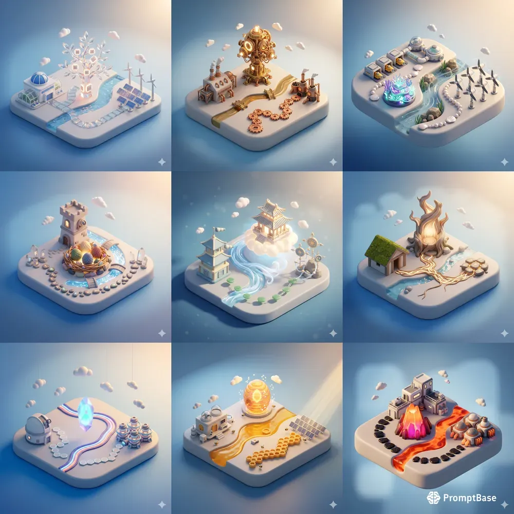 3D Isometric Mini Ecosystem Dioramas