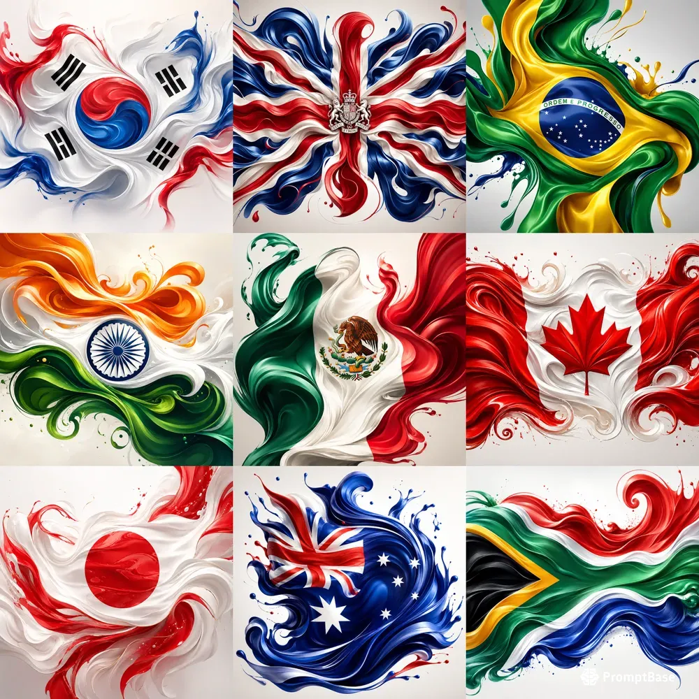 Abstract Flowing Flag Art