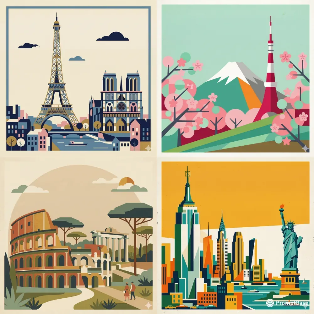 Midcentury Modern Travel City Posters