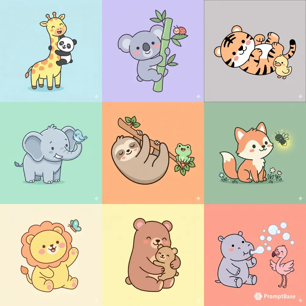 Kawaii Animal Vector Illustrations