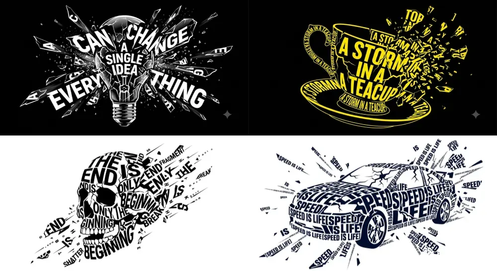 Exploding Object Kinetic Typography Texts