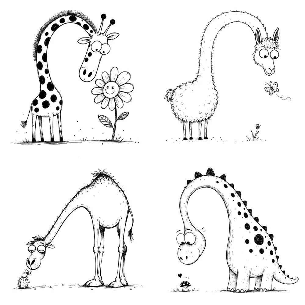 Whimsical Longneck Doodles