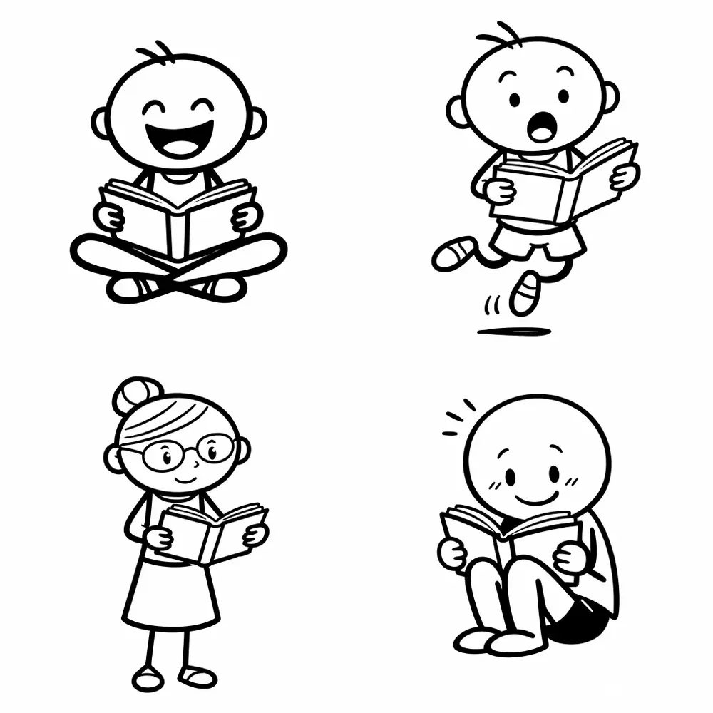 Fun Stick Figures Reading Books