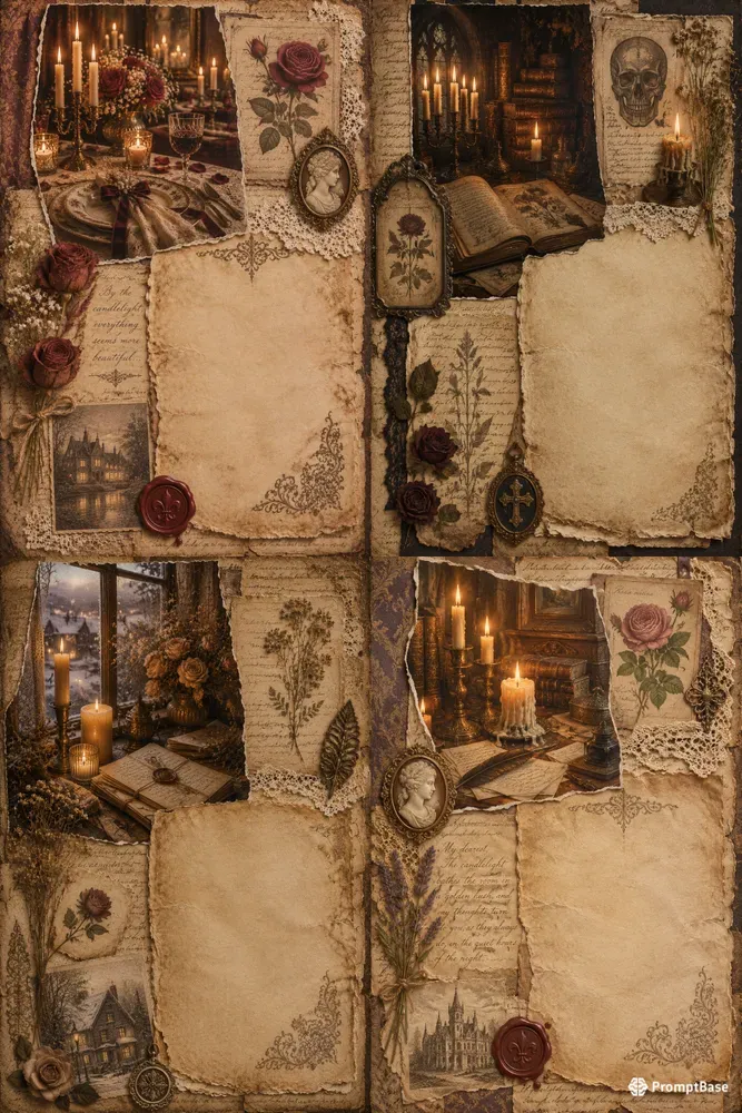 Candlelit Vintage Junk Journal Pages