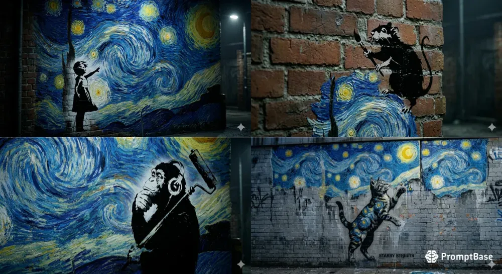 Starry Graffiti Van Gogh Meets Banksy