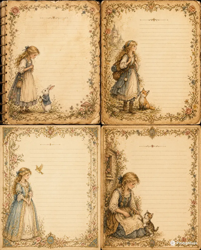 Alice Medieval Paper Illustration Sets