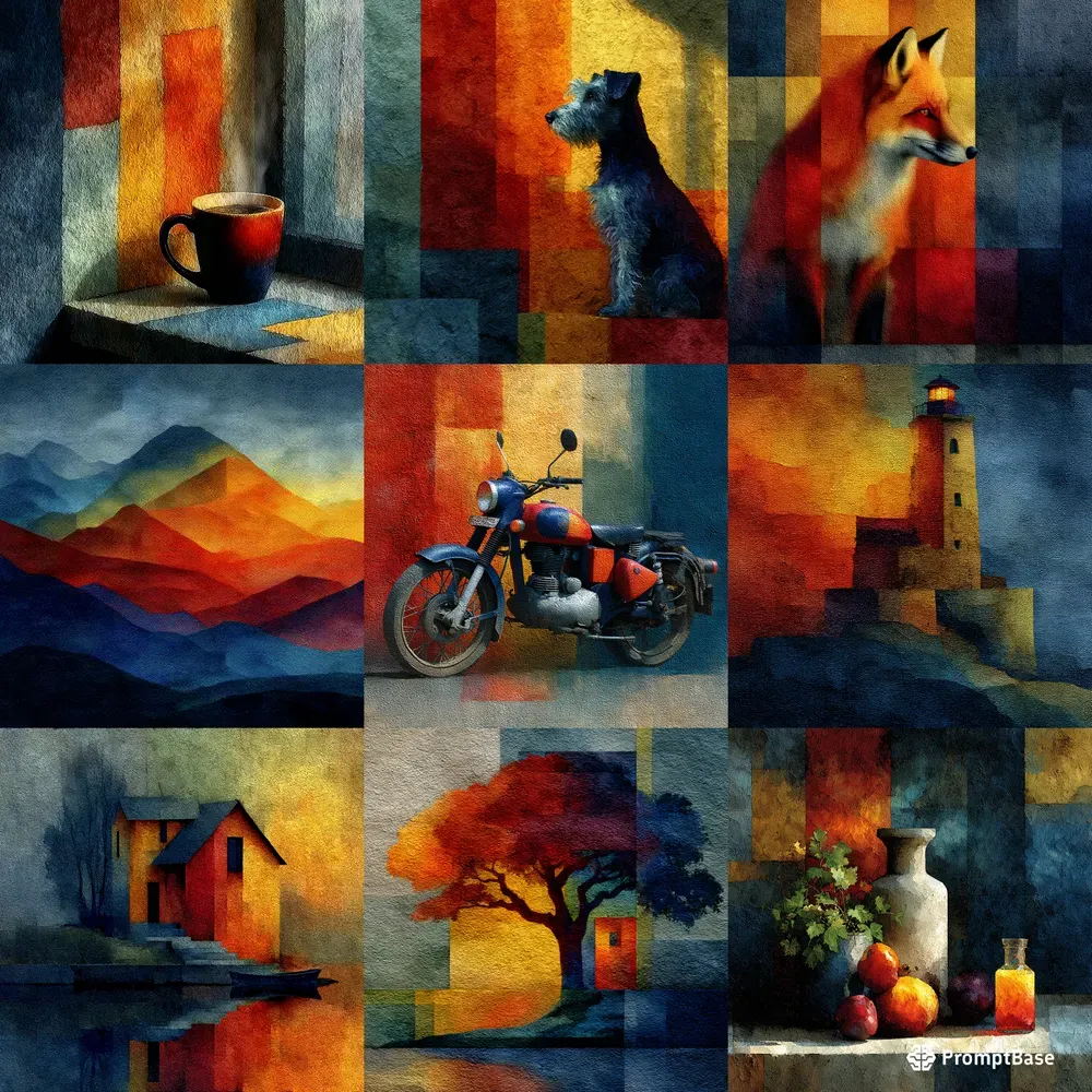 Oil Grain Mosaics Muted Painterly