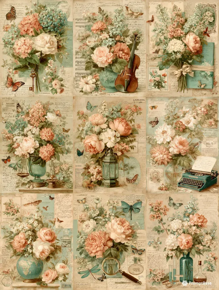 Antique Floral Ephemera Junk Journals