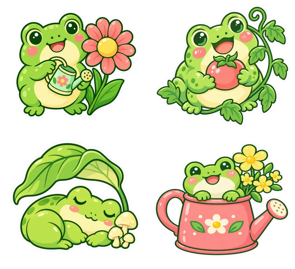 Cute Frog Sticker Templates