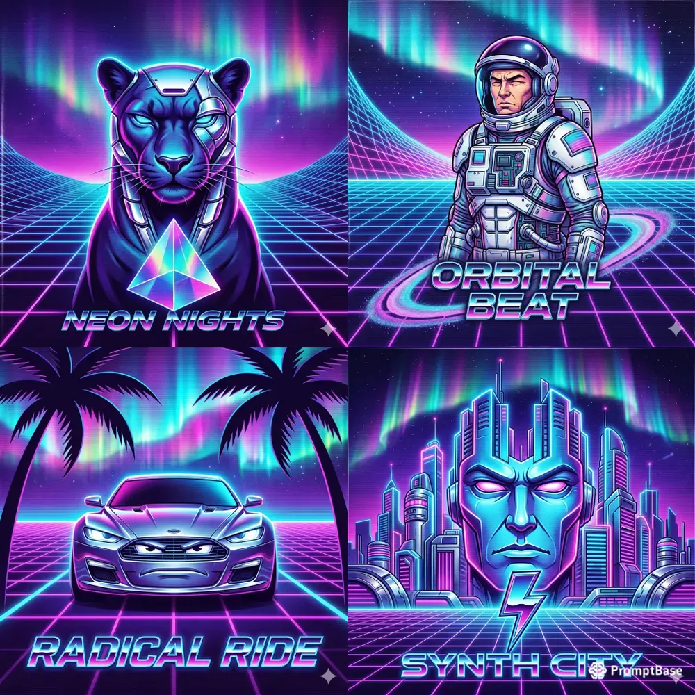 80s Synth Music Album Art Assets