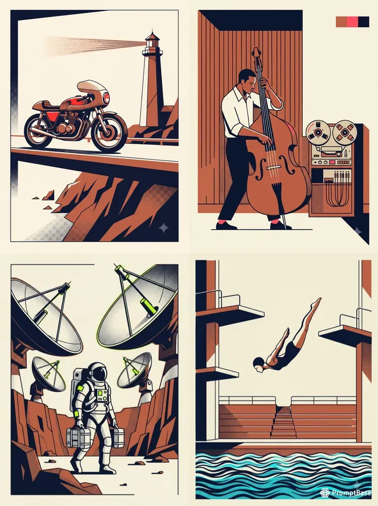 Retro Screenprint Editorial Postcards
