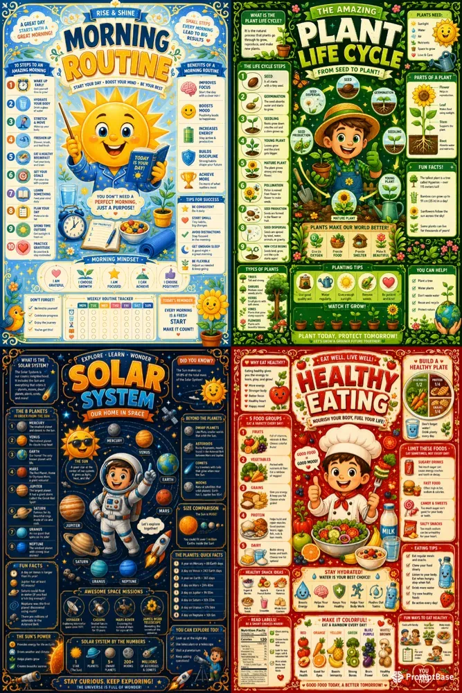 Cartoon Educational Infographic Posters