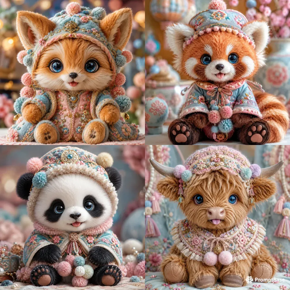 Whimsical Plush Character Portraits