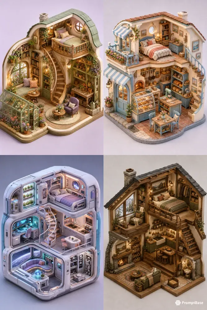 Whimsical Isometric Micro Homes
