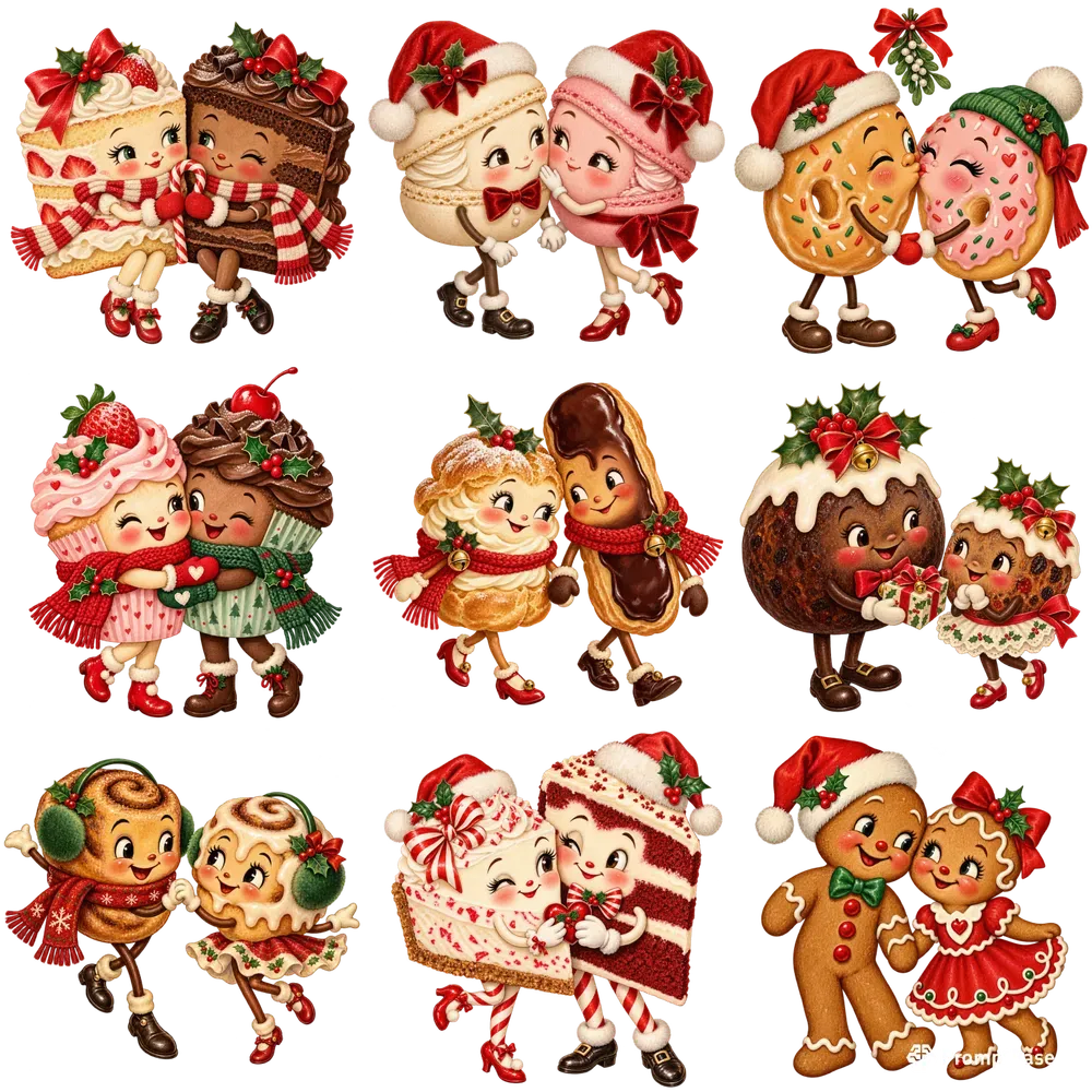 Vintage Christmas Dessert Couples