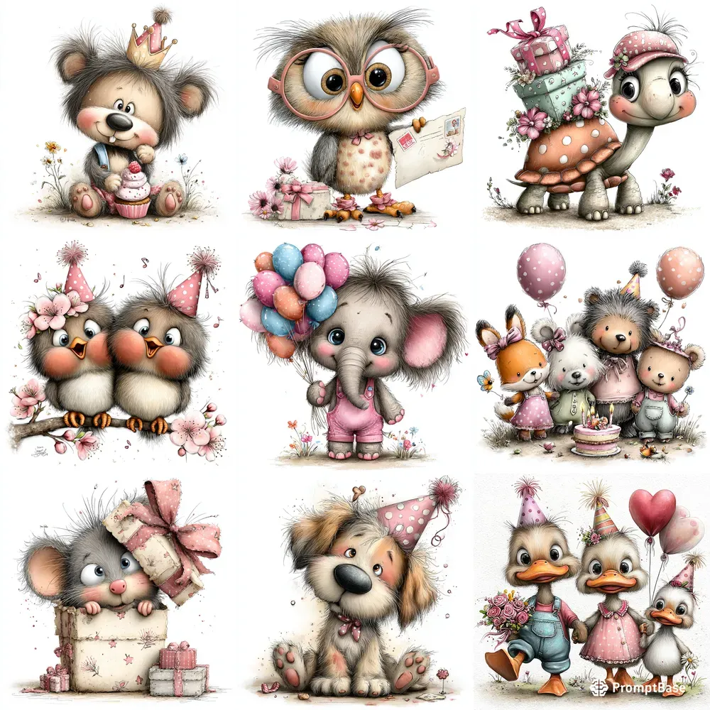 Whimsical Birthday Card Art Style
