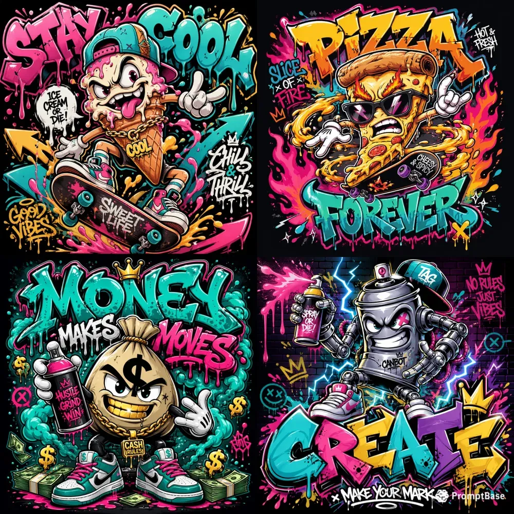 Urban Graffiti Mascot Streetwear Designs