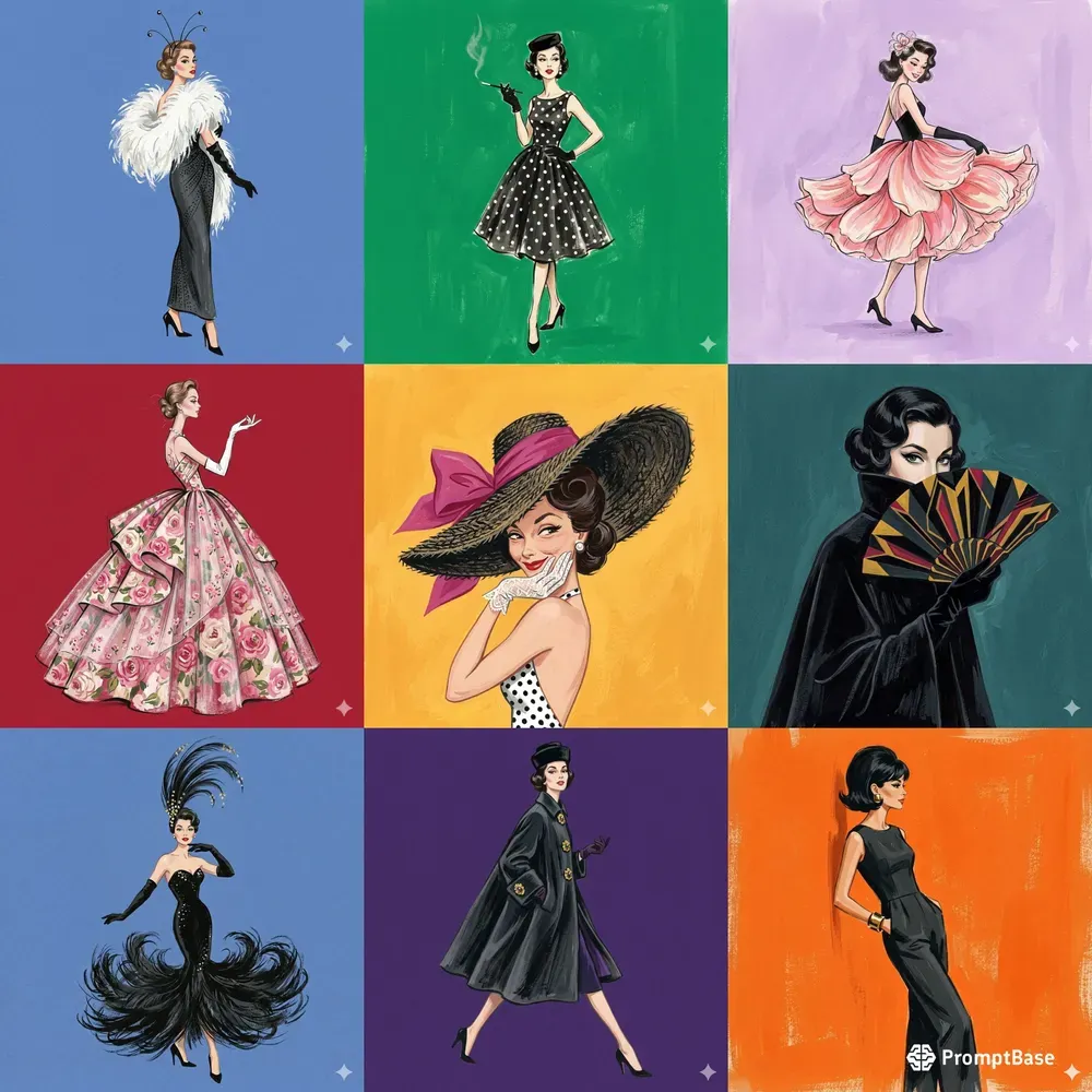 Midcentury Chic Fashion Illustrations