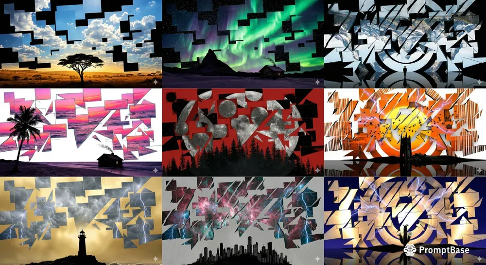 Surreal Glitch Sky Landscapes