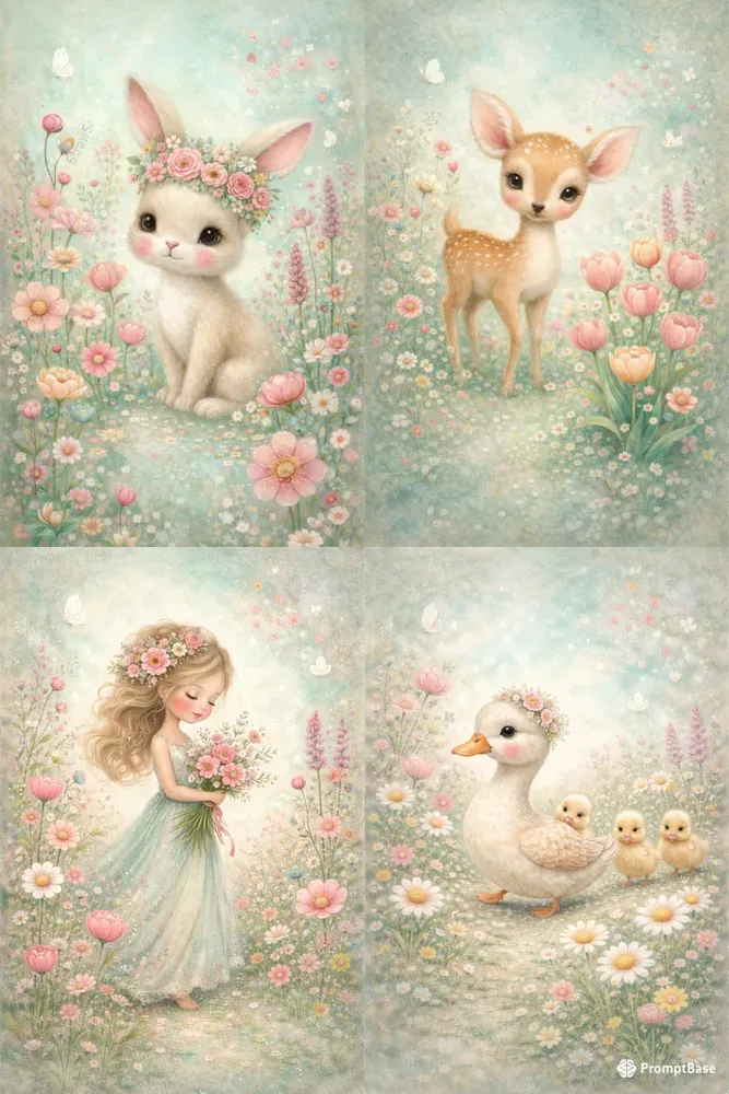 Bunnies In Tulip Fields