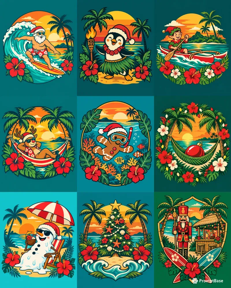 Tropical Christmas Tshirt Designs