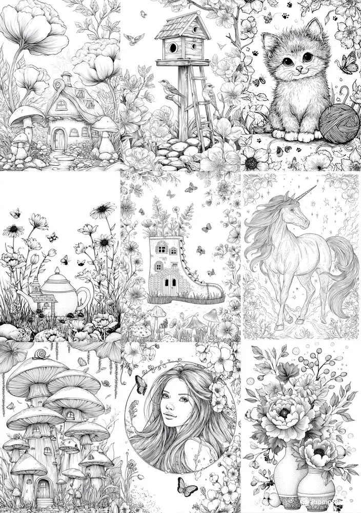 Whimsical Garden Coloring Pages