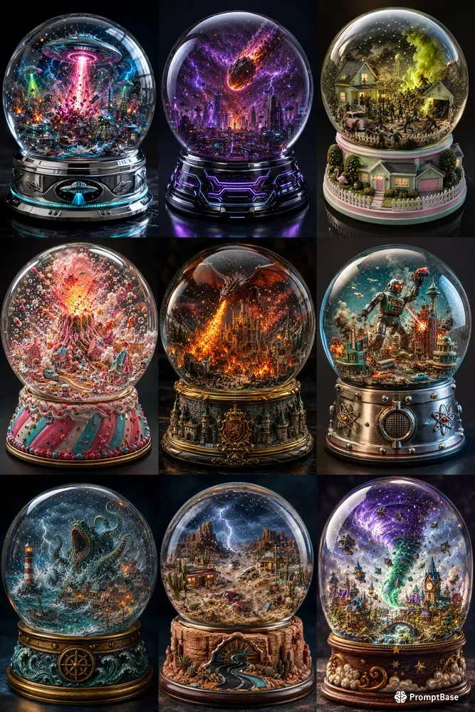 Miniature Disaster Snow Globes