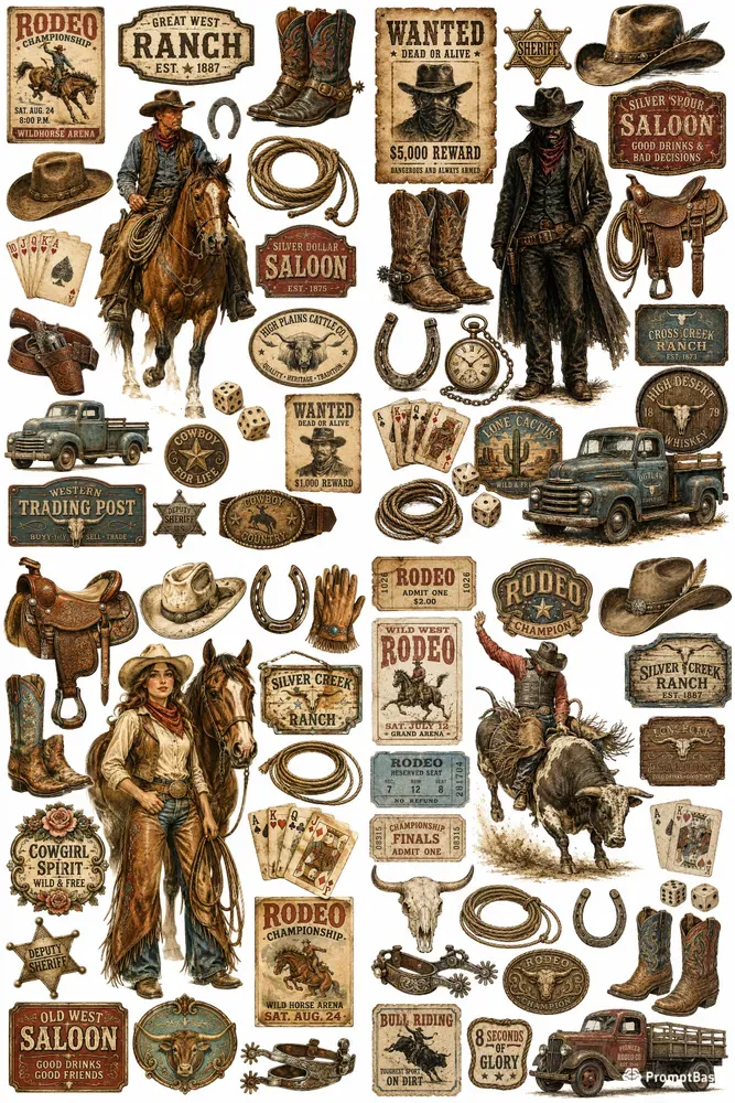 Vintage Western Clipart Collections