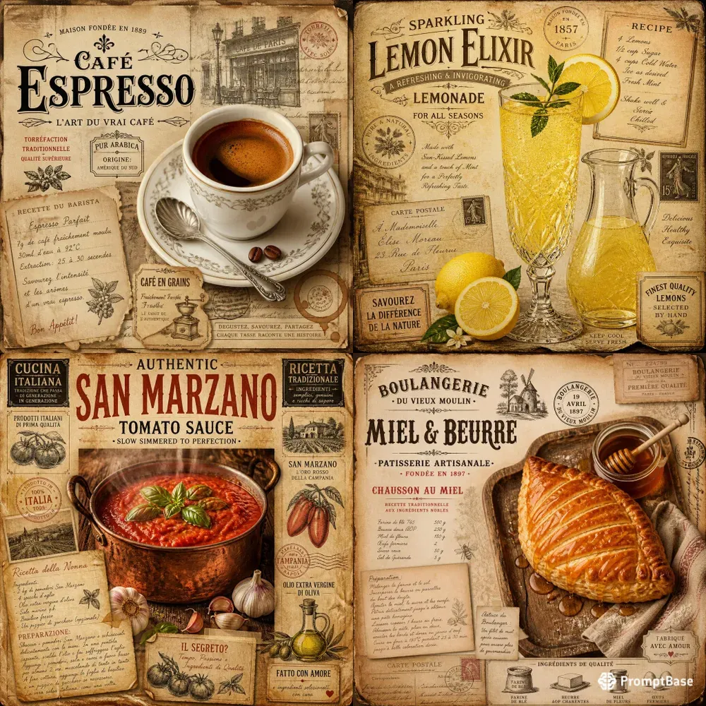 Vintage Food Recipe Ephemera Pages