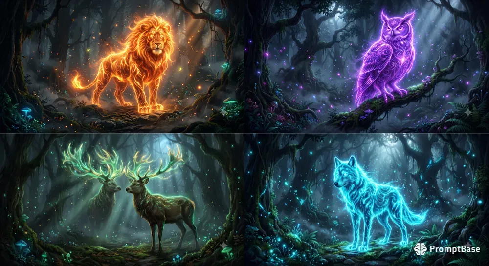Ethereal Bioluminescent Wildlife