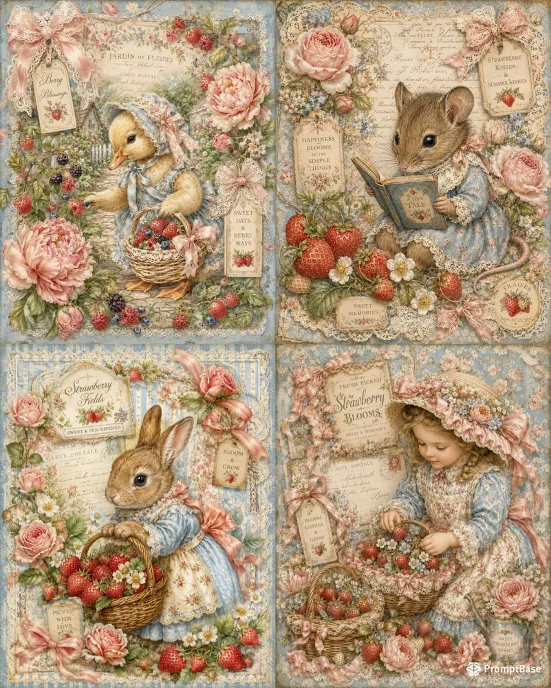 Strawberry Cottage Junk Journal Pages