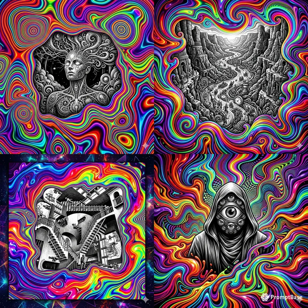 Psychedelic Rainbow Wave Posters