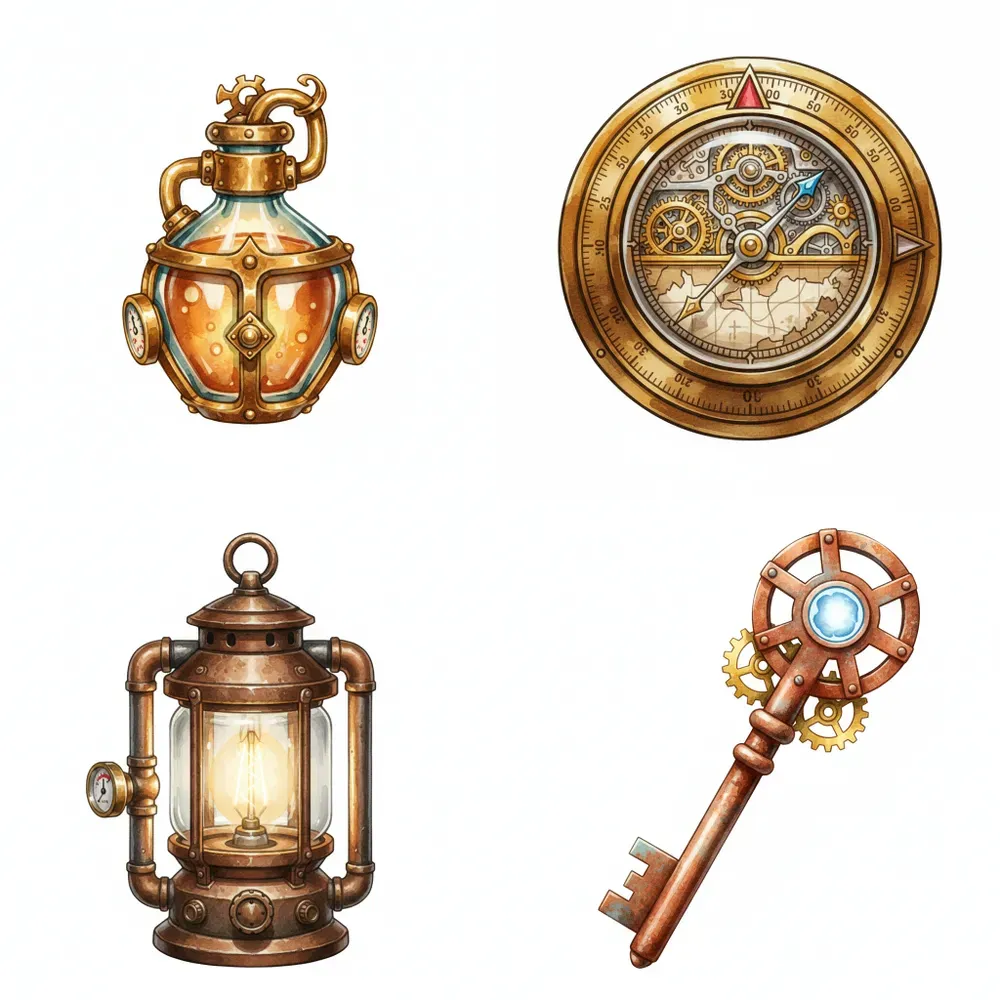 Jrpg Steampunk 2D Game Item Icons