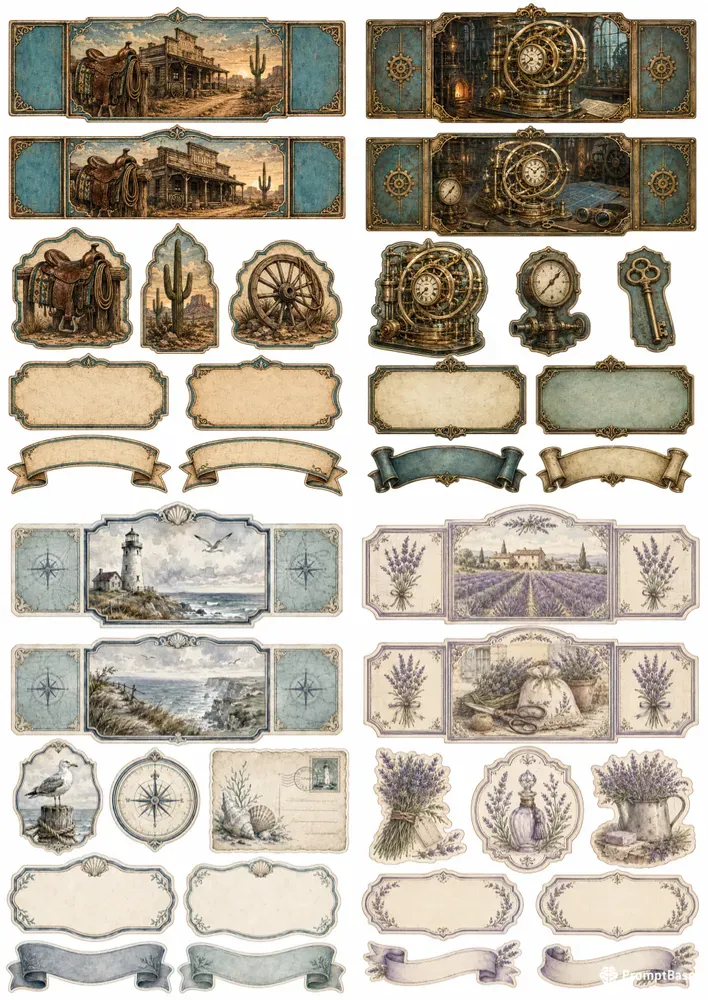 Western Junk Journal Scrapbook Elements