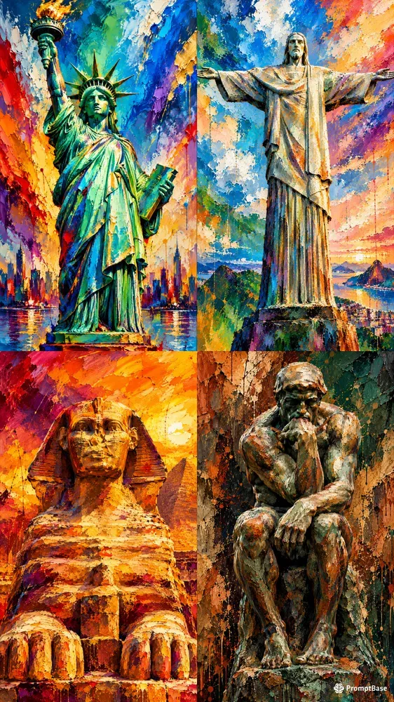 Vibrant Abstract Statue Fine Art