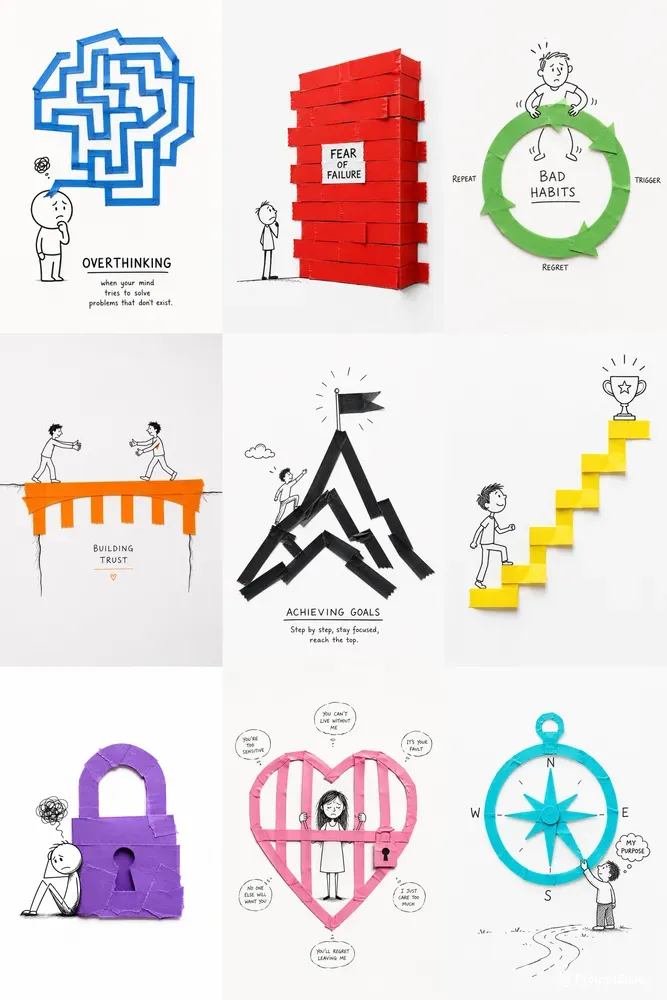Conceptual Tape Art Illustrations