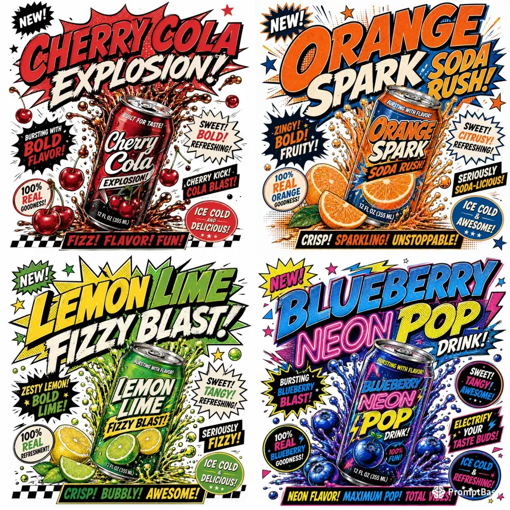 Retro Popart Soda Poster Packs
