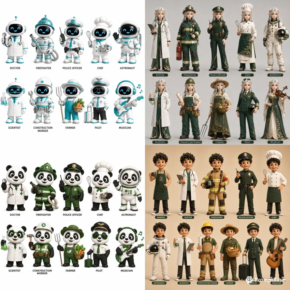 3D Character Profession Sheets