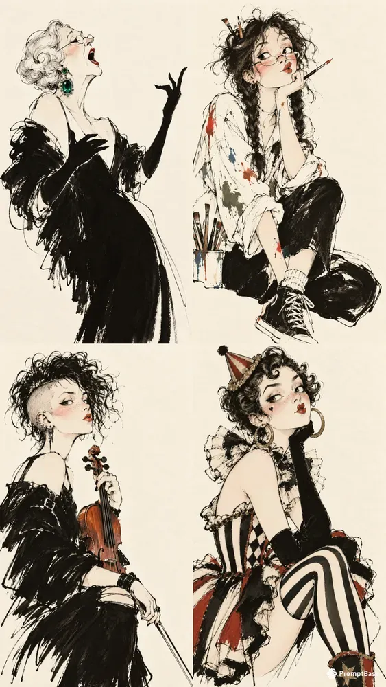 Whimsical Ink Characters