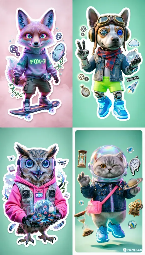 Surreal Mascot Sticker Tshirt Designs