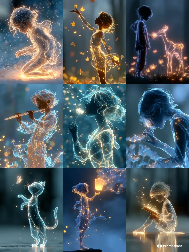 Neon Fantasy Line Art Illustration Style