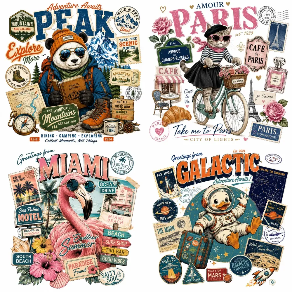 Vintage Travel Collage Tee Generator