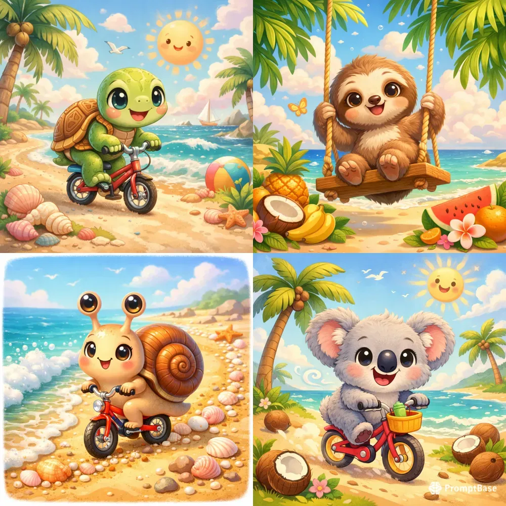 Cute Adventure Animals In Whimsical