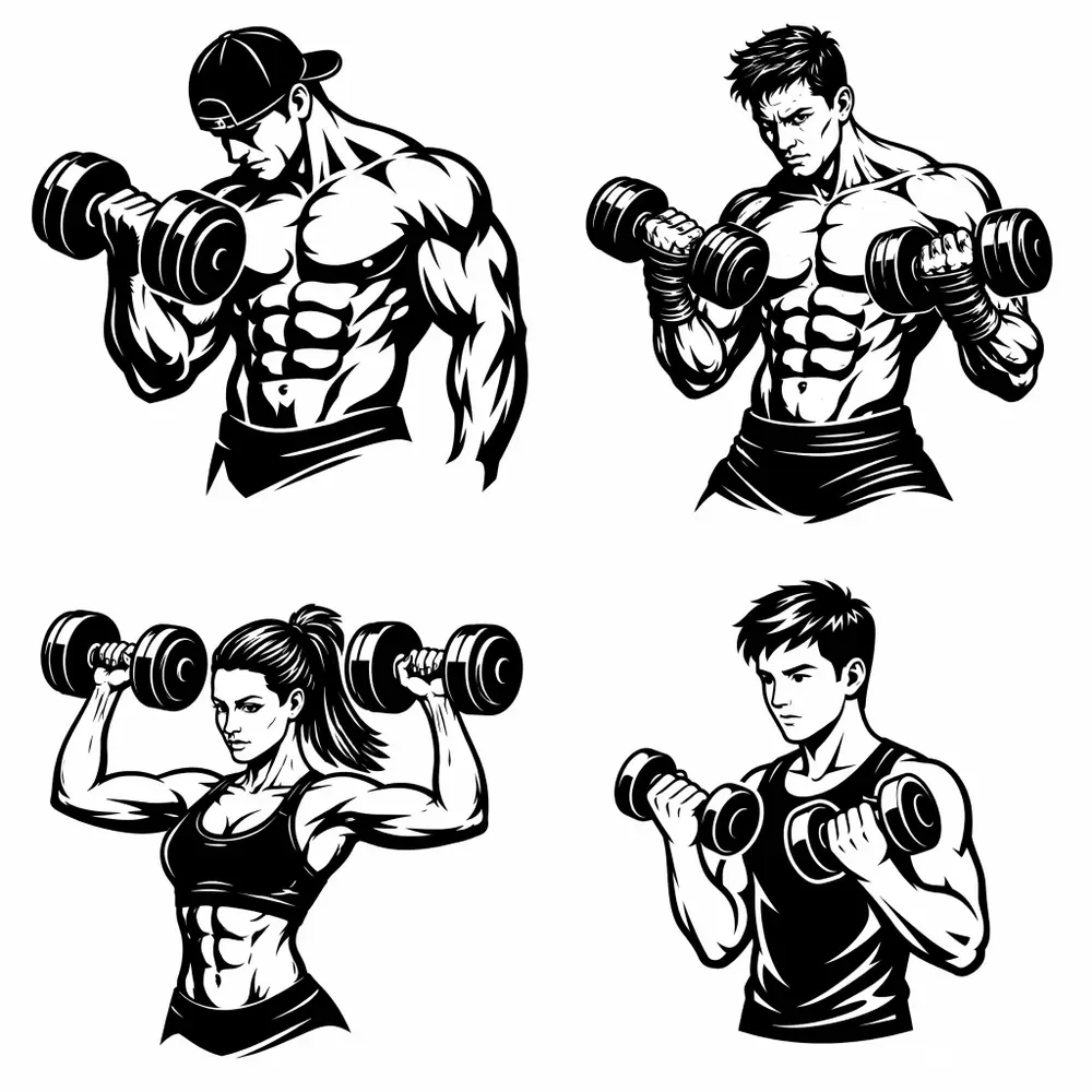 Black White Gym Character Art