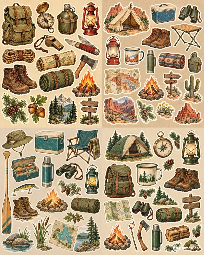 Retro Camping Stickers