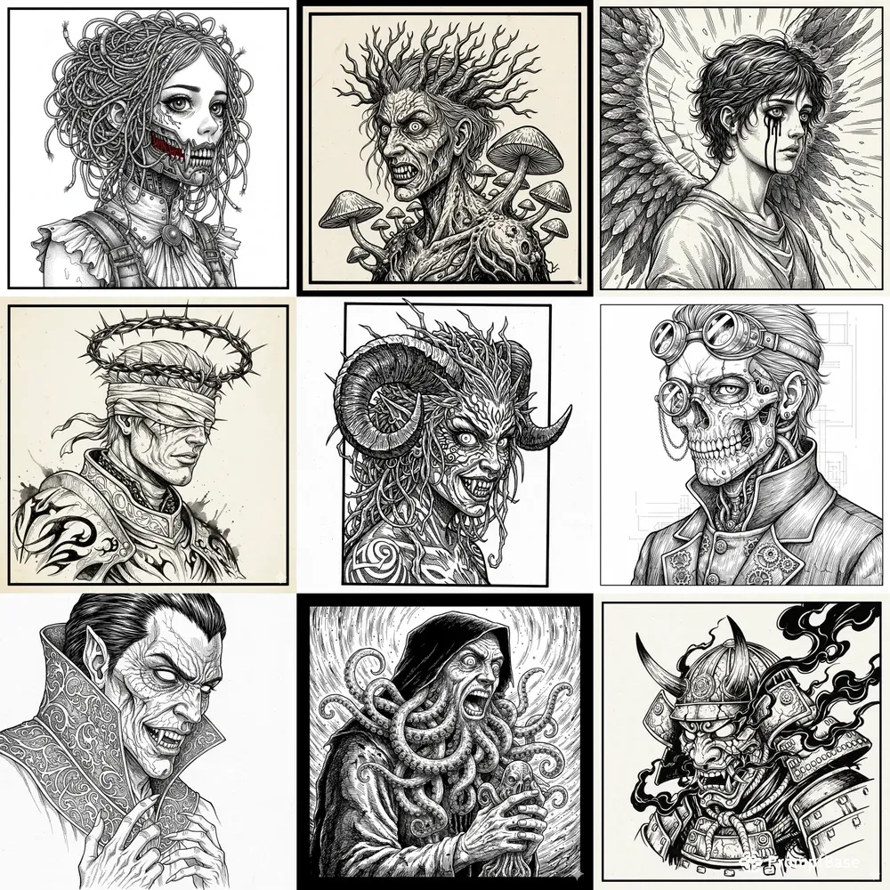 Dark Fantasy Engraving Portraits